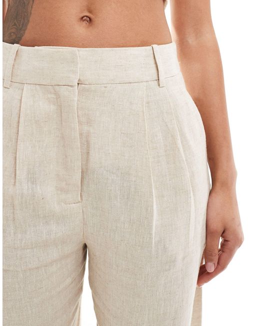 Abercrombie & Fitch Natural Sloane Linen Blend High Waisted Trouser