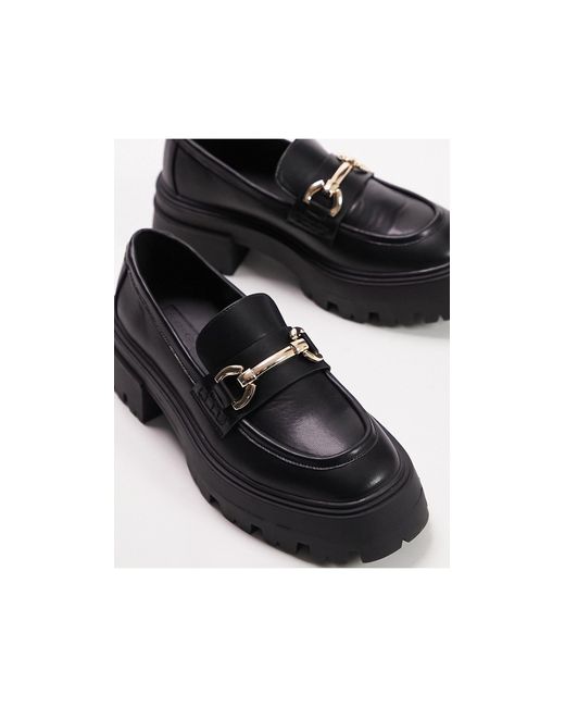 TOPSHOP Black Lex Chunky Loafer With Metal Detail