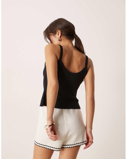 Abercrombie & Fitch Black Thick Straps Ribbed Button Through Tank Top