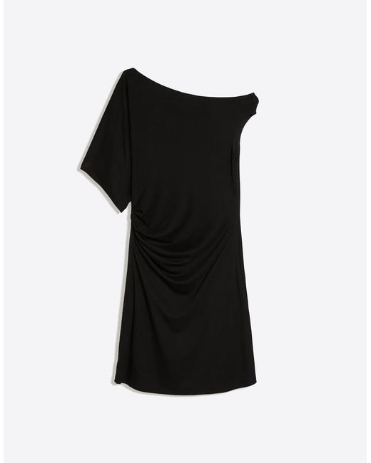Bershka Black Asymmetric Striped Mini Dress