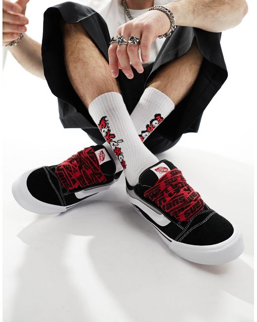 Knu skool - sneakers nere e bianche con lacci rossi di Vans in Black