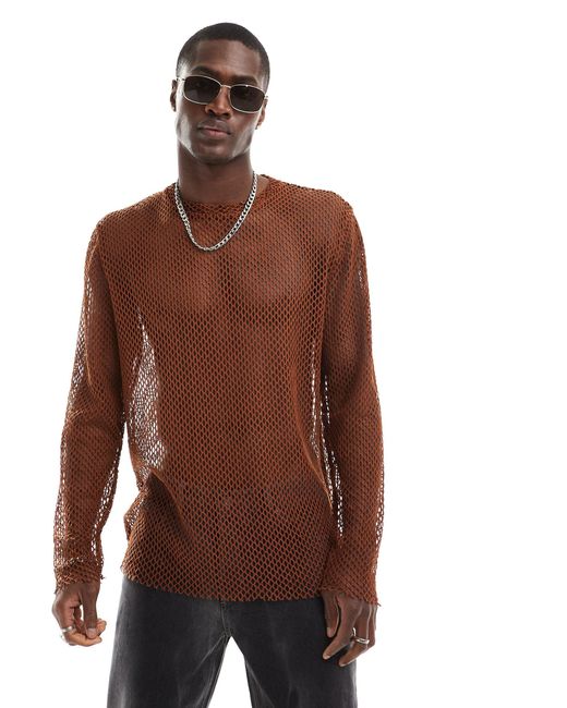 ASOS Brown Long Sleeve T-shirt for men
