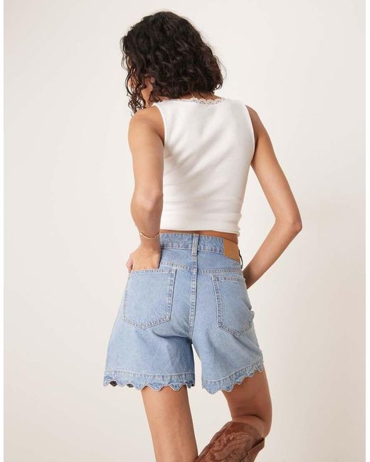 ASOS Natural Denim Short With Scallop Hem