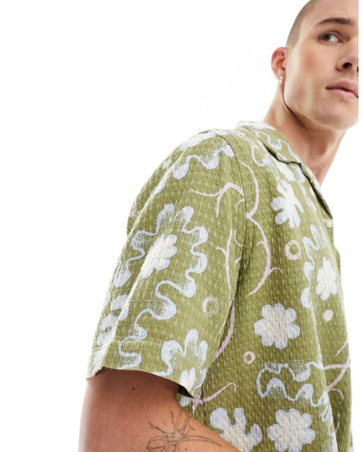 ASOS Green Co-ord Relaxed Revere Shirt for men