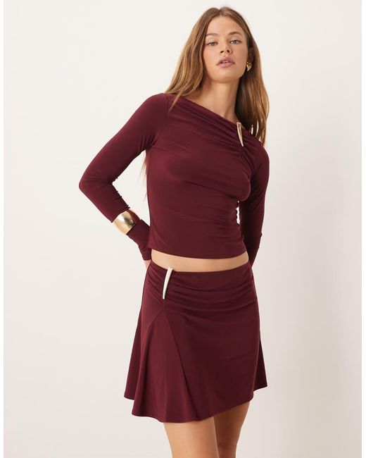 ASOS Red Co-ord Slinky Mini Skirt With Ruched Trim Detail