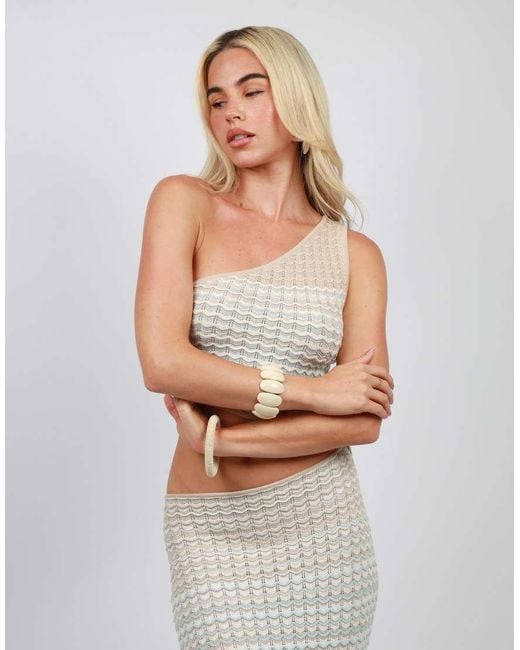 SIMMI Brown One Shoulder Knit Maxi Dress