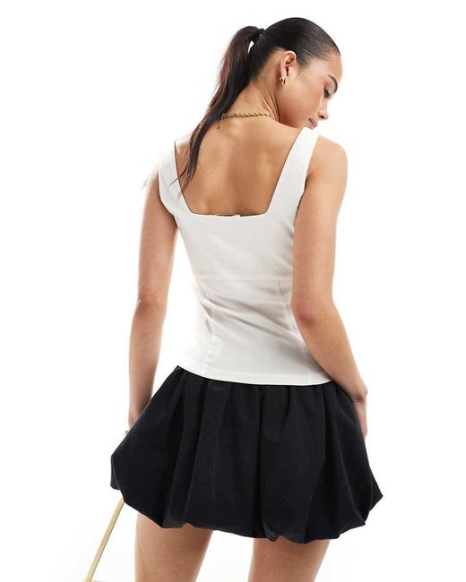 Brave Soul White Square Neck Zip Through Vest Top