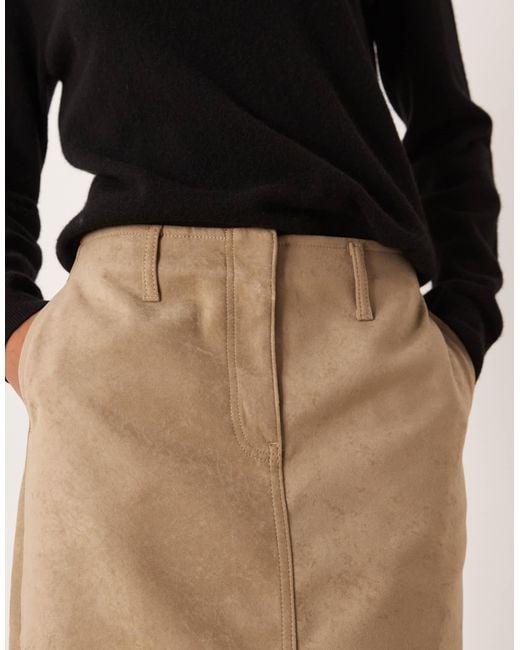 ASOS Natural – bleistiftrock aus wildlederimitat