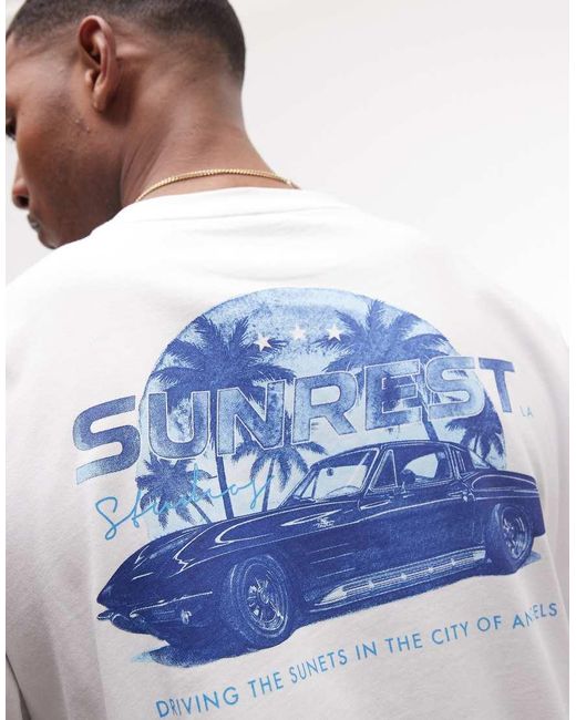 ASOS White Oversized T-Shirt With Car Graphic for men