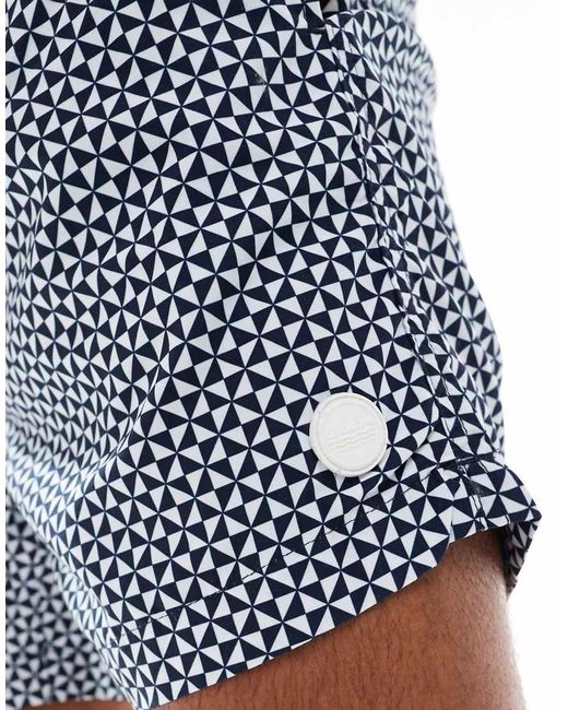 Threadbare Blue 2 Pack Geometric Print Swim Shorts for men