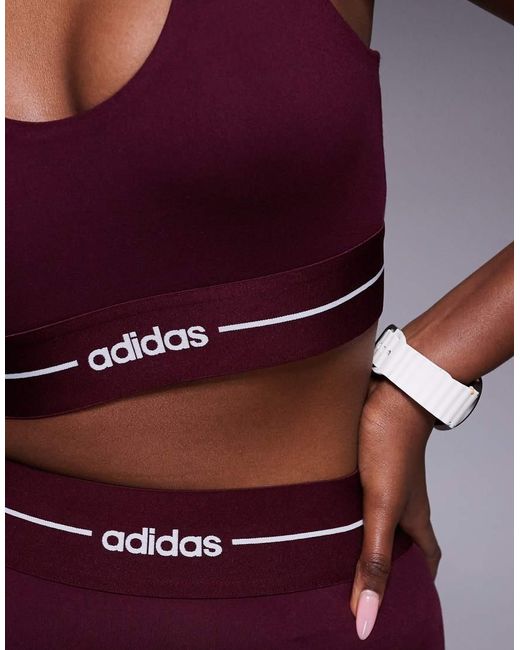 Adidas Originals Gray Adidas Training Hyperglam Linear Low Support Sports Bra