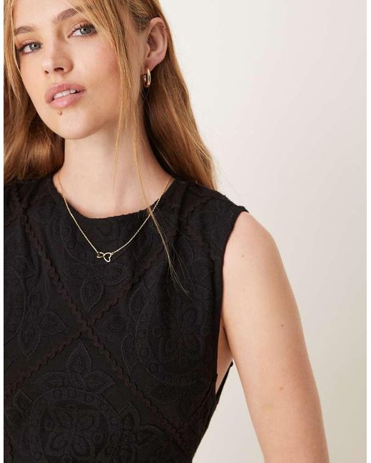 ASOS Black Sleeveless Crochet Patch Mini Dress
