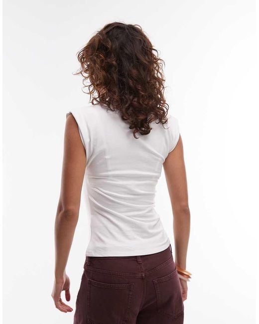& Other Stories White Jersey Tank Top With Ruche Side Detail