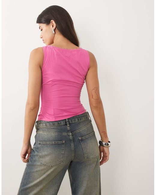 Motel Pink Lasily Sleeveless Corset Poplin Top