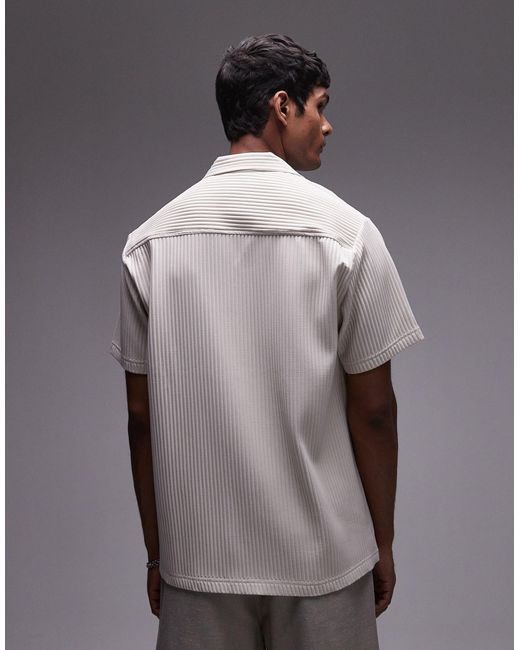 Topman – kurzärmliges plissee-hemd in Brown für Herren