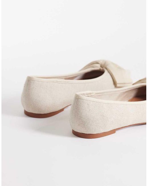 ASOS Natural Langston Bow Pointed Ballet Flats