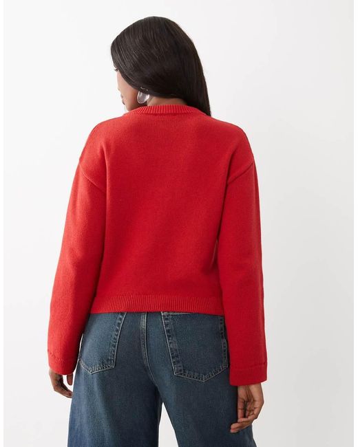 ASOS Red Knitted Henley Jumper