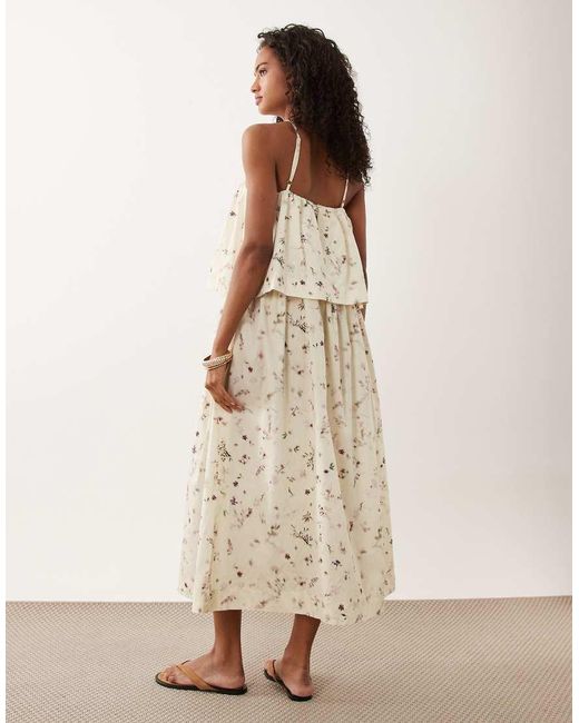 ASOS Natural Halter Double Layer Maxi Dress