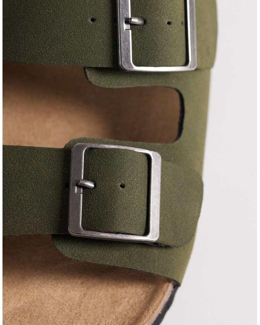 ASOS Green Two Strap Sandals With Cork Sole for men