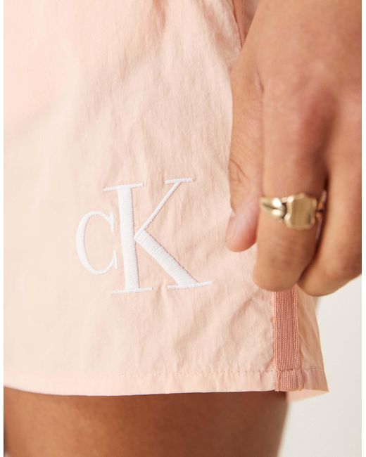 Calvin Klein Natural Drawstring Logo Swim Shorts for men