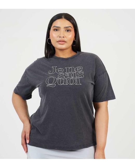 Brave Soul Blue Curve Acid Wash Graphic Print Oversized T-Shirt