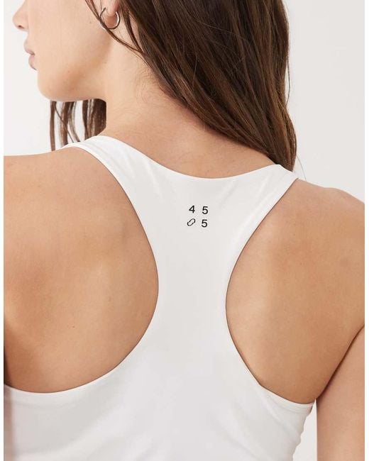 4505 White Fuller Bust Active V-neck Racer Back Vest With Inner Bra