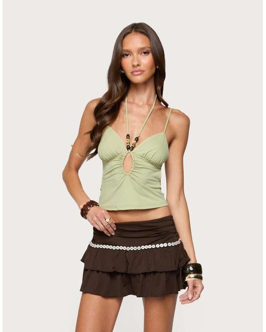 Edikted Green Haylie Cut Out Halter Top