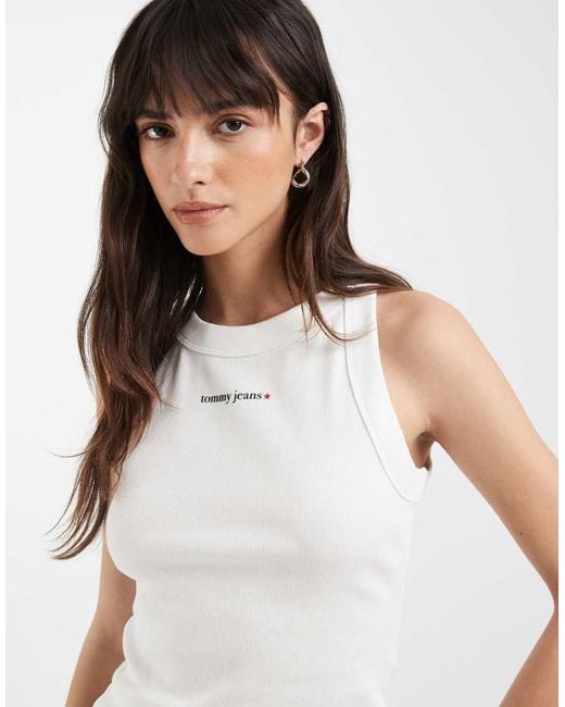 Tommy Hilfiger White Essential Logo Slim Fit Rib Vest