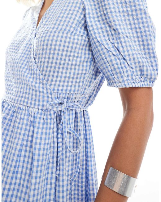 blue gingham wrap dress Mahonia Dress Navy Gingham – Rhoan main image 0