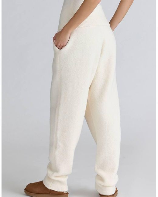 House Of Cb White Geena Ivory Wool Boucle Knit Trousers