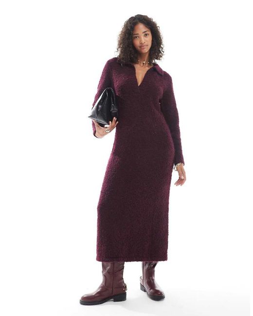 Native Youth Purple Soft Puff Knitted Polo Dress