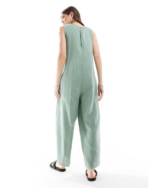 ASOS Green Crew Neck Culotte Romper Jumpsuit