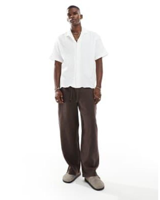 Chemise texturée à manches courtes et col à revers Jack & Jones pour homme en coloris White