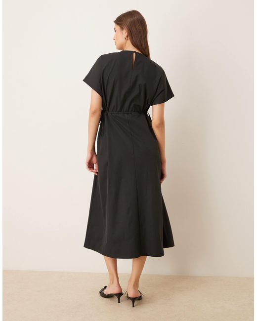 Threadbare Black Midi Dress With Elasticated Waist