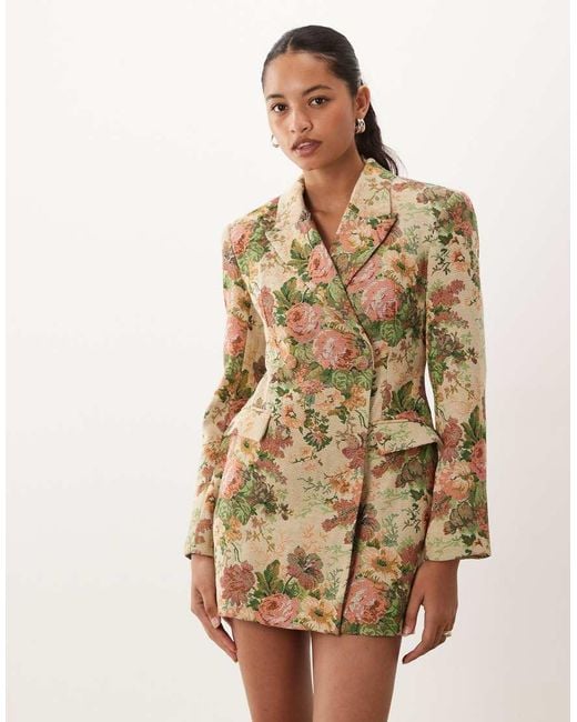 ASOS Natural Structured Double Breasted Blazer Mini Dress
