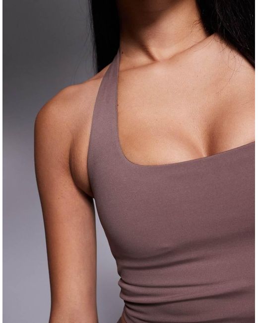 4505 Purple Halter Neck Performance Vest With Inner Bra