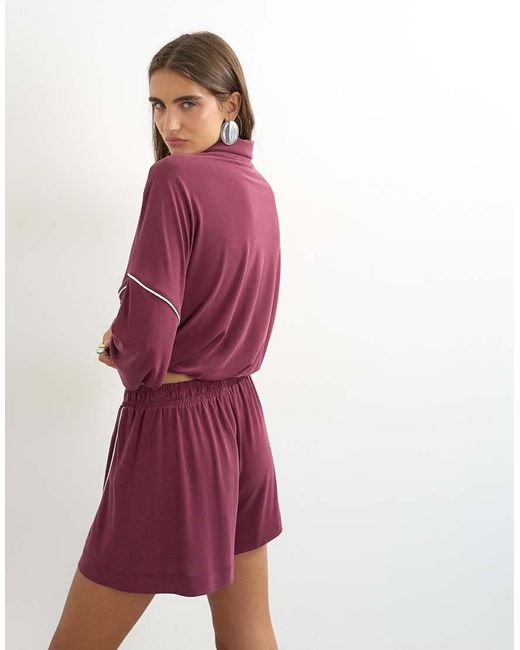 TOPSHOP Red Sports Piping Detail Shorts