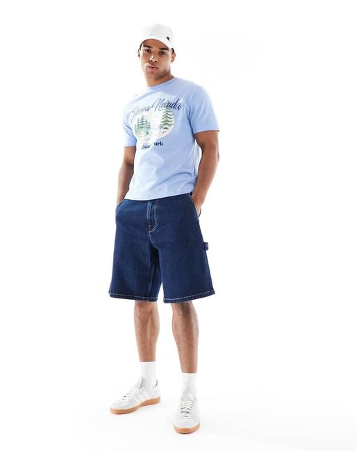 ASOS Blue Boxy Standard Fit T-Shirt With Landscape Graphic for men