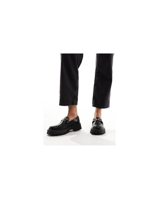 Truffle Collection Black Chunky Sole Penny Loafers