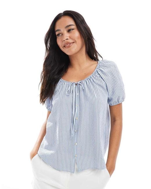 New Look Blue Striped Shell Top