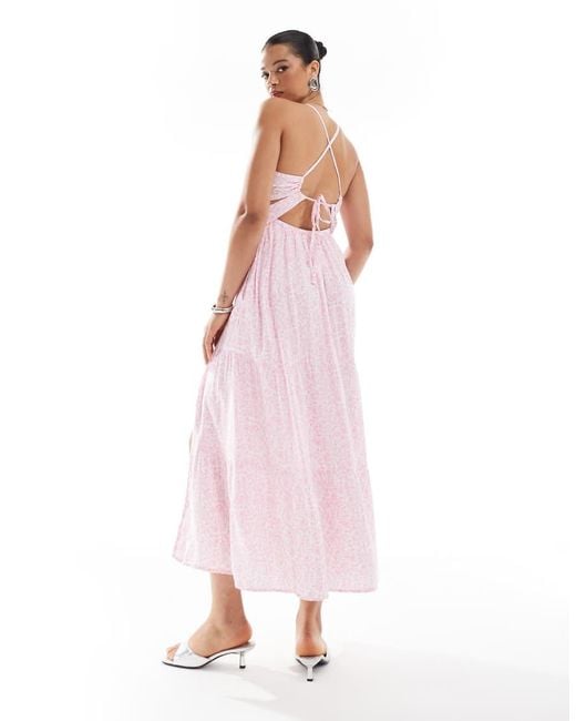 Hollister Pink Open Back Maxi Dress With Thigh Split