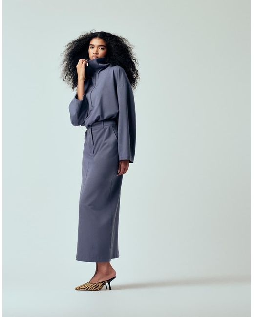 ASOS Blue Tailored Pencil Maxi Skirt