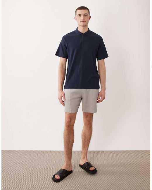 JJ Rebel Blue Waffle Zip Polo for men