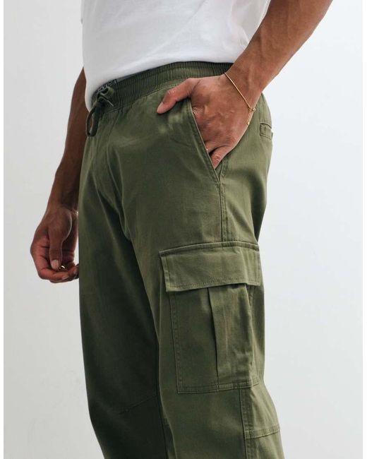 Jack & Jones Green Cuffed Slim Cargo Trousers for men