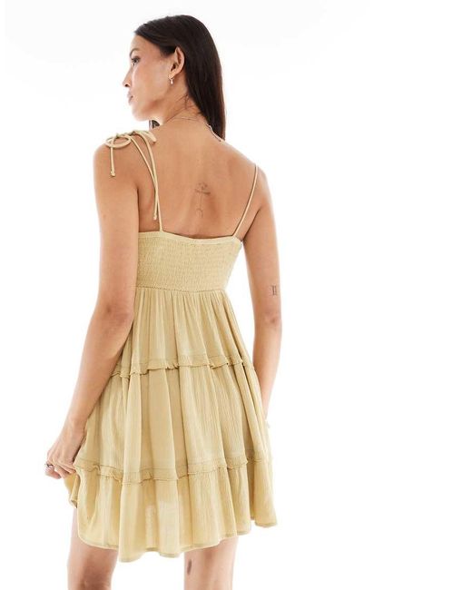 Miss Selfridge Mini Slipdress Van Kaasdoek Met Stroken in het Natural