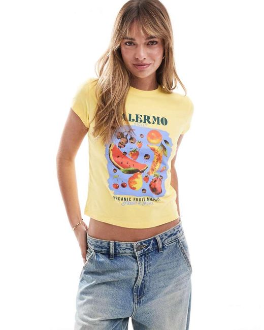 ASOS Yellow Baby Tee With Palermo Fruit Print