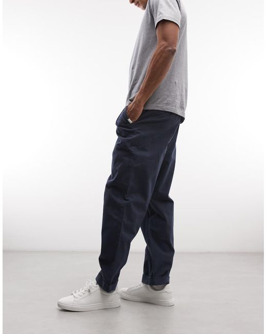 Element Blue Pleated Chino Trousers for men