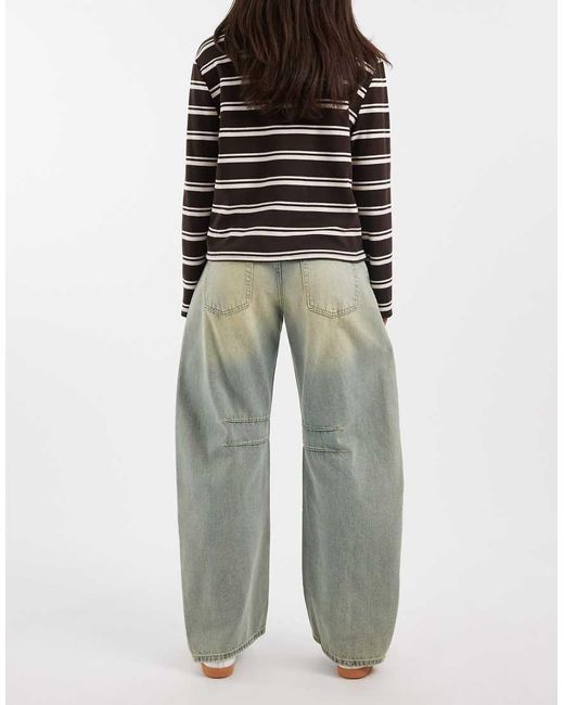 Edikted Blue Cayden Low Rise Washed Barrel Jeans
