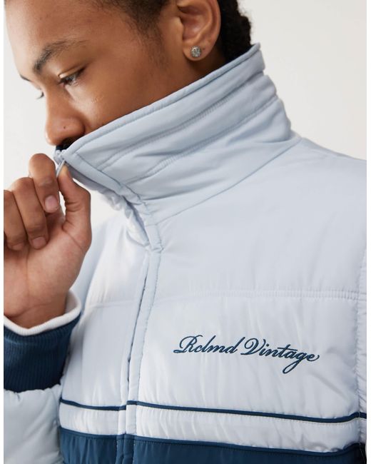 Reclaimed (vintage) Blue – pufferjacke mit markenlogo