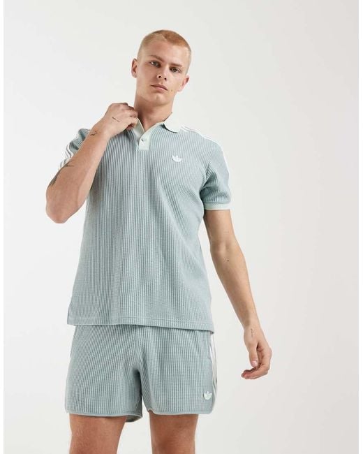 Adidas Originals Blue Waffle Textured Sprinter Shorts for men